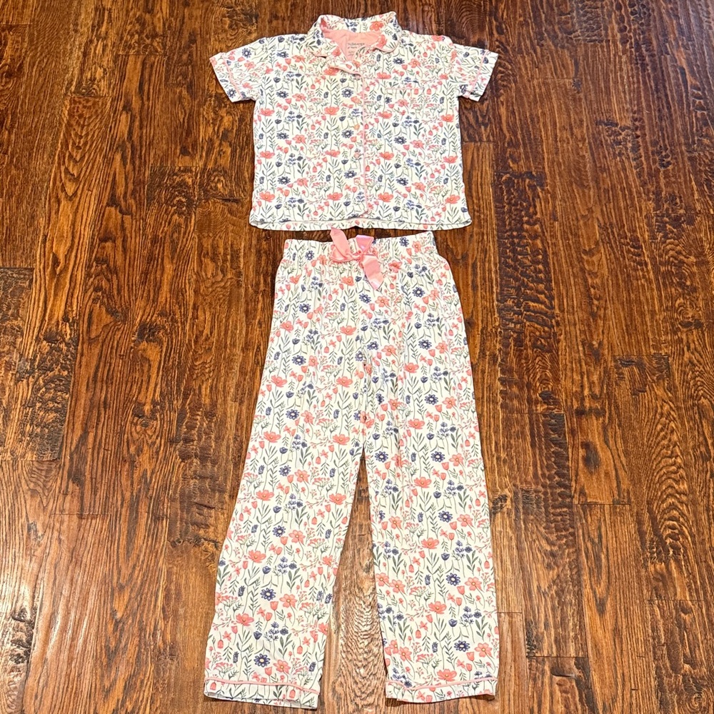 Sleep On It Kids Pajama Set with Pink and Purple Floral Design - Picture 2 of 8